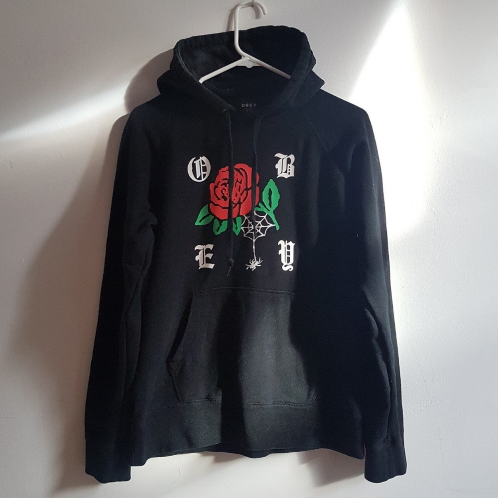 Obey propaganda spider and rose hoodie